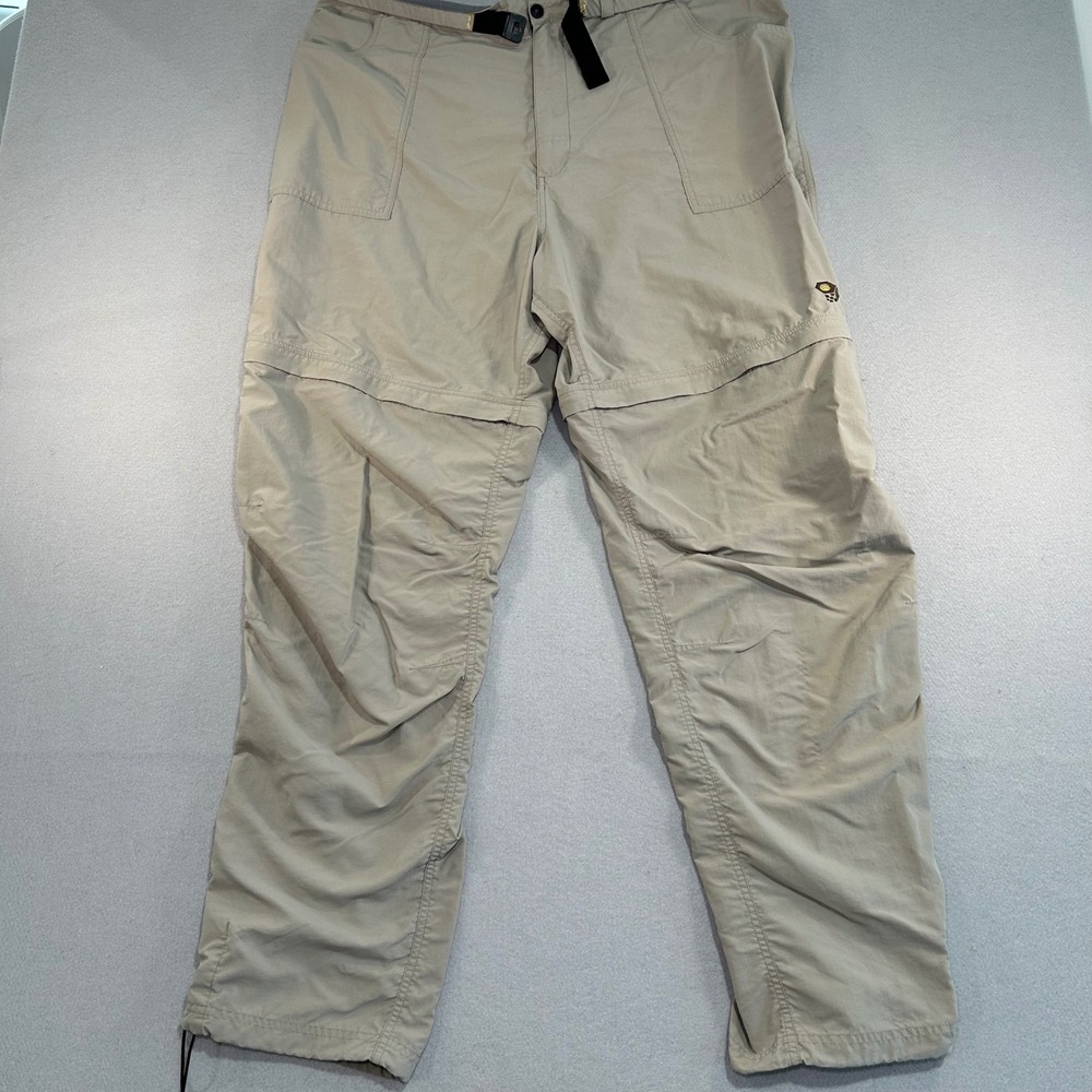 Mountain Hardwear Convertible Hiking Pants Mens XXL Tan Zip Off Cargo Trail Gorp